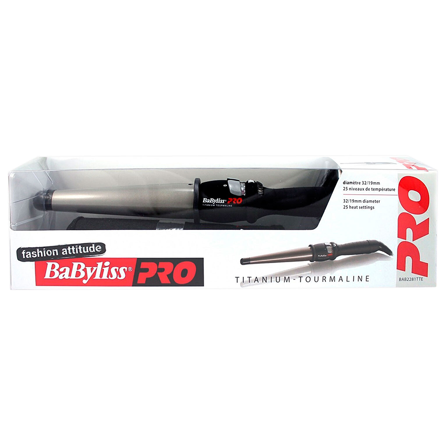 BABYLISS PRO Плойка для волос конус 19-32мм 65W титан-турм.(110-190C)/ PRO Tourmaline Pulse, фото 7