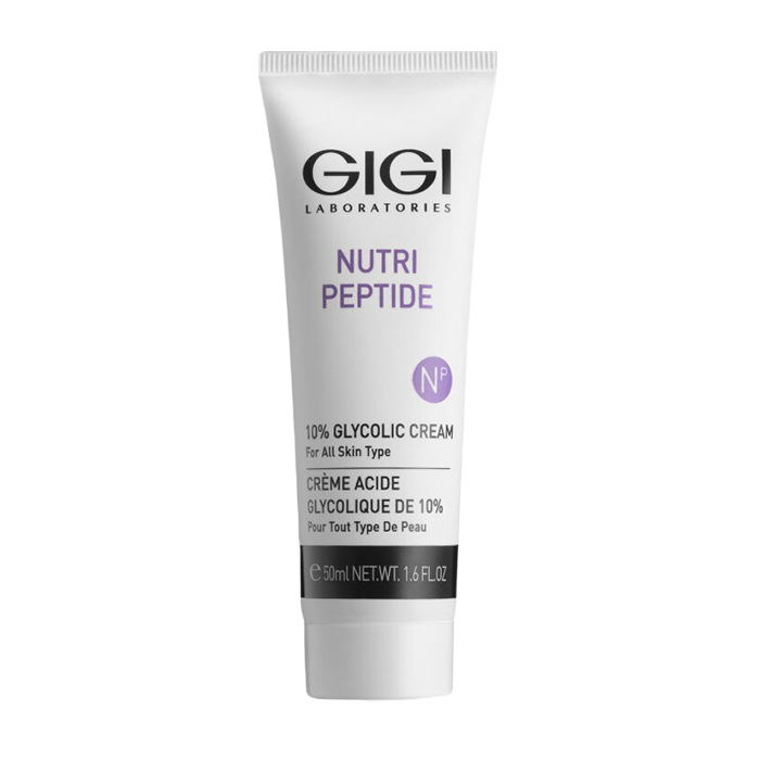 GIGI Крем с 10% гликолевой кислотой для всех типов кожи / 10% Glycolic Cream NUTRI-PEPTIDE 50 мл биоактивный крем от растяжек с гликолевой кислотой corpo