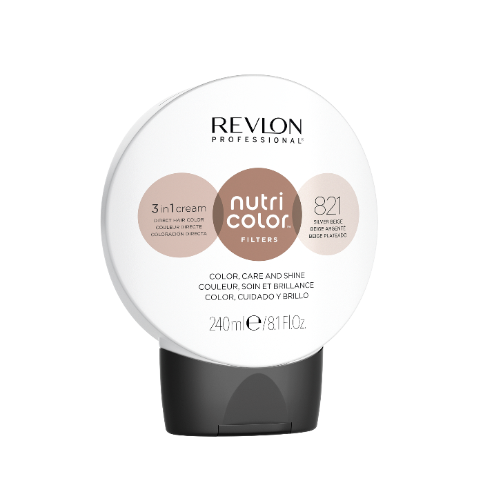 REVLON PROFESSIONAL 821 крем-краска для волос без аммиака, серебристо-бежевый / Nutri Color Filters 240 мл, фото 1