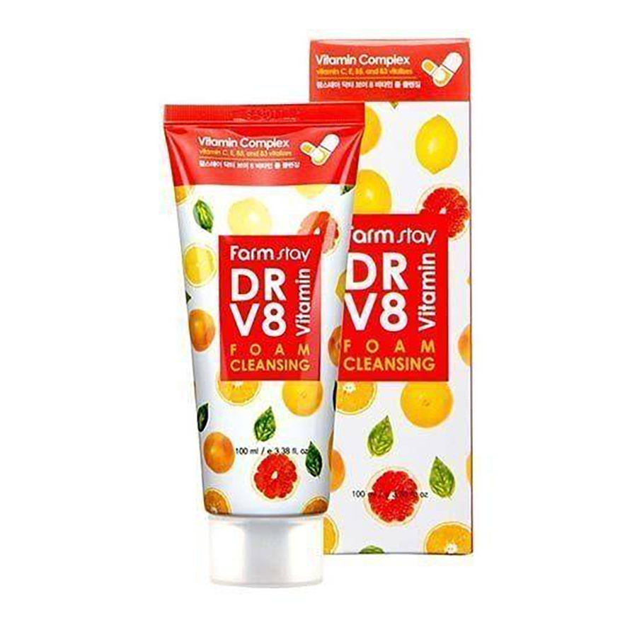 FARMSTAY Пенка для умывания / DR.V8 VITAMIN CLEANSING FOAM 100 мл, фото 2