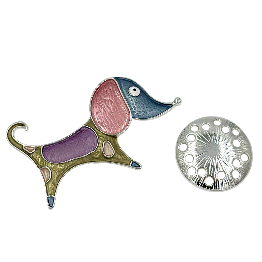 IWOU PROFESSIONAL Брошь-магнит Собачка-такса радужная, фото 2