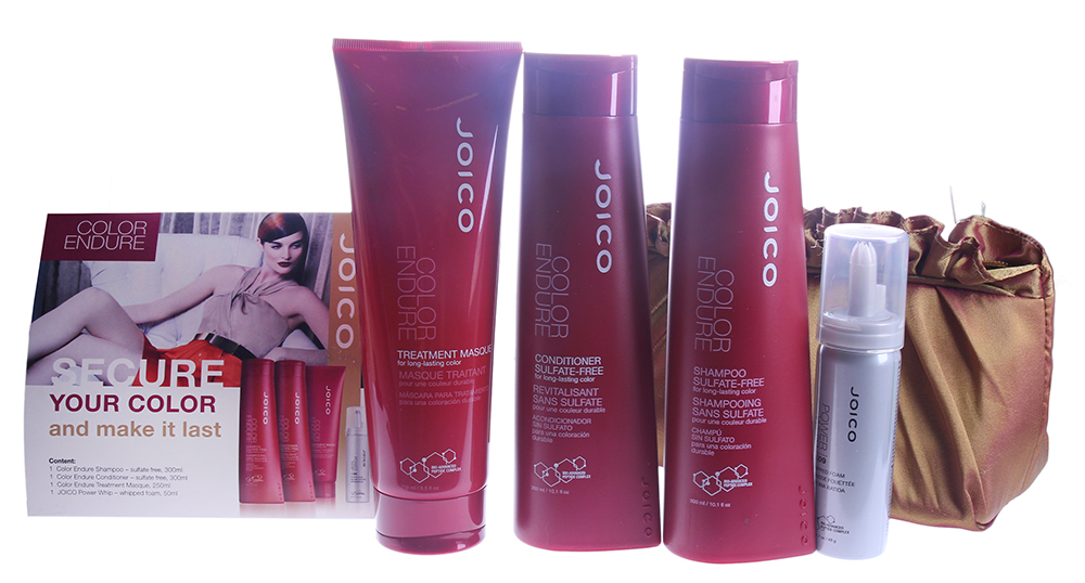 JOICO Набор для окрашенных волос, в косметичке (шампунь 300 мл, маска 250 мл, мусс 50 мл) / COLOR ENDURE
