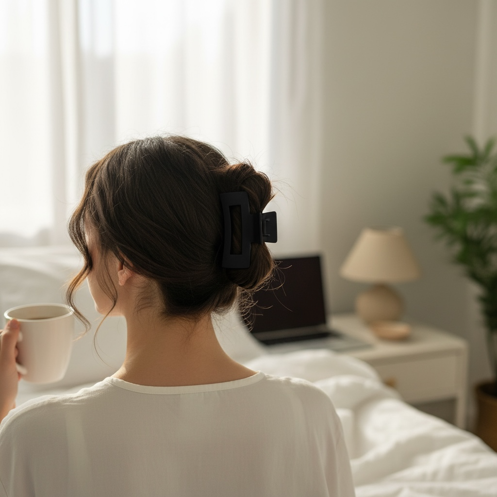 IWOU PROFESSIONAL Краб для волос средний Прямоугольник черный 1шт, фото 3