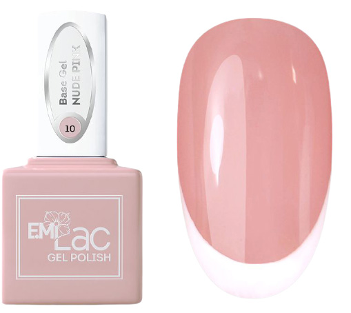 E.MI База камуфлирующая для ногтей, № 10 нюдово-розовый / E.MiLac Base Gel 9 мл камуфлирующая база lovely светло розовая 12 мл