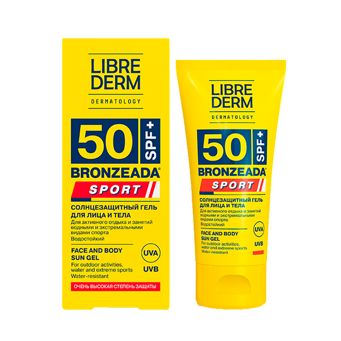 LIBREDERM Гель cолнцезащитный для лица и тела SPF 50 / BRONZEADA SPORT 50 мл, фото 2