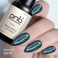 PNB 03 гель-лак для ногтей светоотражающий, лазурно зеленый / Gel Polish SHOCK EFFECT Azure PNB UV/LED 8 мл, фото 2