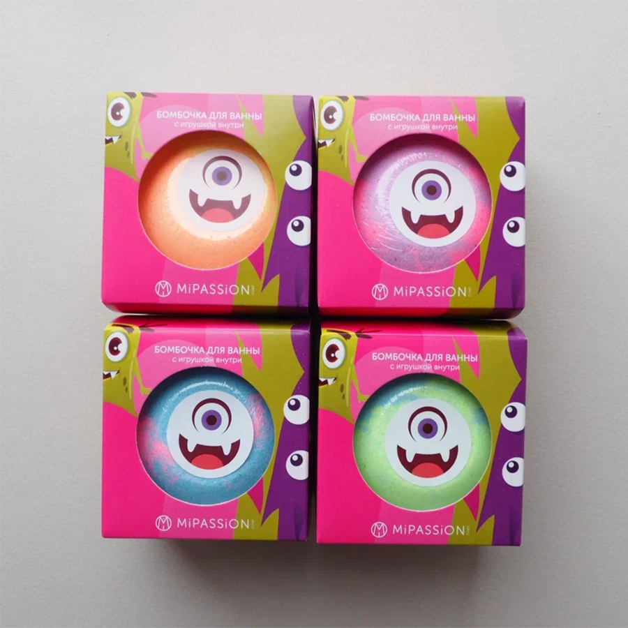 MIPASSIONcorp Бомбочка для ванны с игрушкой, монстрики / MiPASSiON 150 гр, фото 2