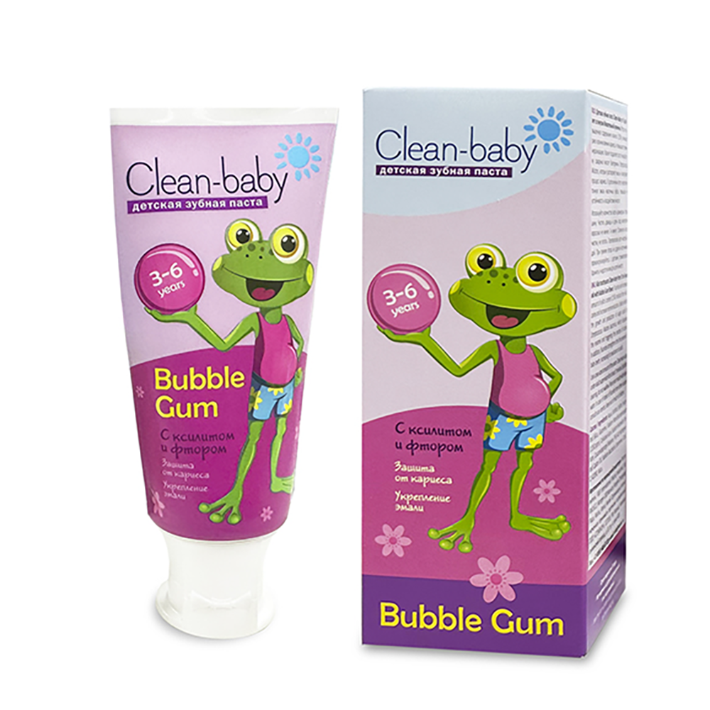 CLEAN-BABY Паста зубная детская от 3 до 6 лет со вкусом жевательной резинки / Clean-baby Bubble Gum 50 мл, фото 3