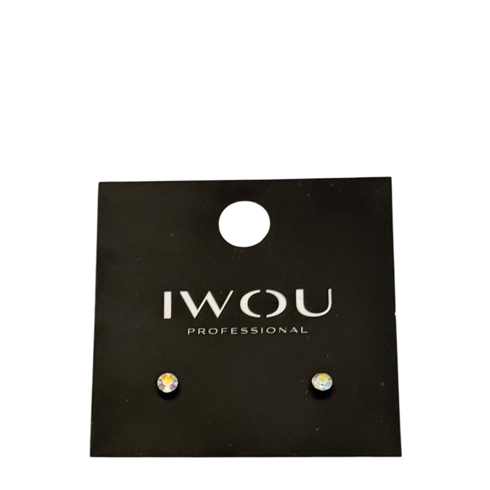 IWOU PROFESSIONAL Серьги гвоздики IWOU голография 4мм, фото 1
