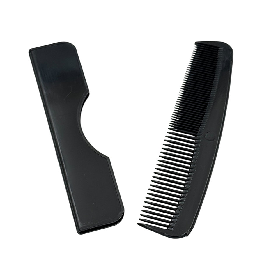 IWOU PROFESSIONAL Расческа карманная 12,5 см черная с чехлом, фото 3