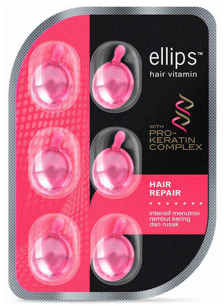 ELLIPS Масло для восстановления, блеска, питания и увлажнения волос, розовые капсулы / Pro Keratin Complex Hair Repair 6 шт (5,49 г)
