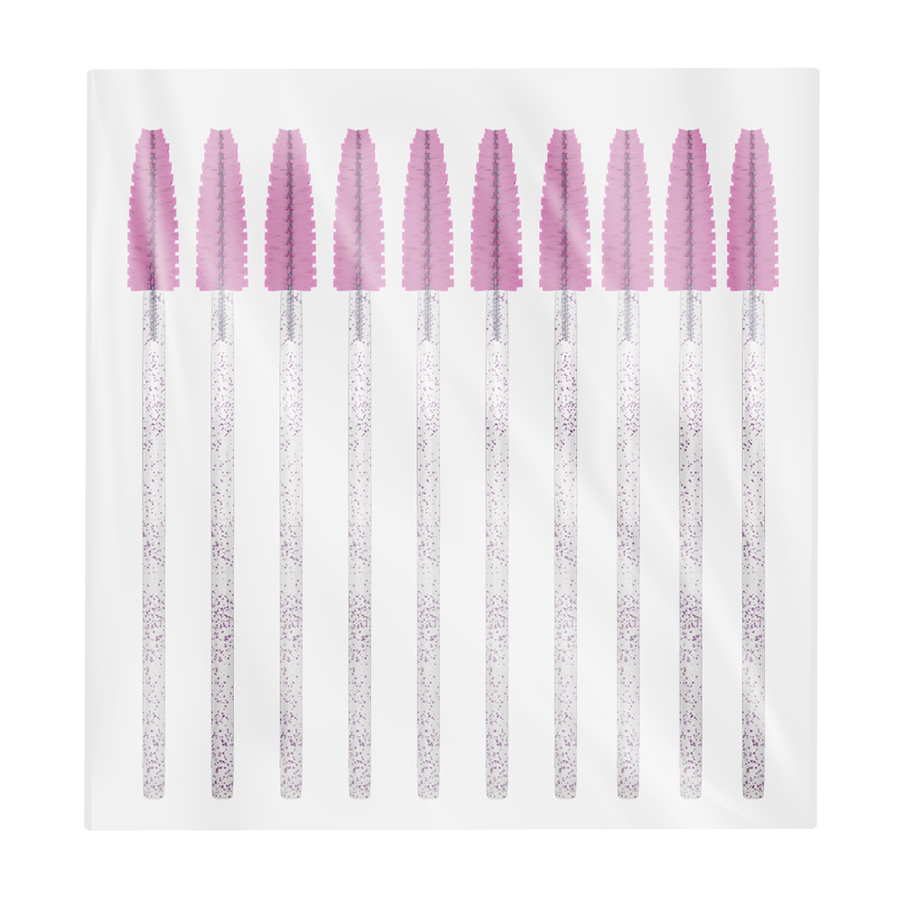 INNOVATOR COSMETICS Щеточки для ресниц и бровей одноразовые светло-розовые с глиттером / INNOVATOR COSMETICS 10 шт, фото 2