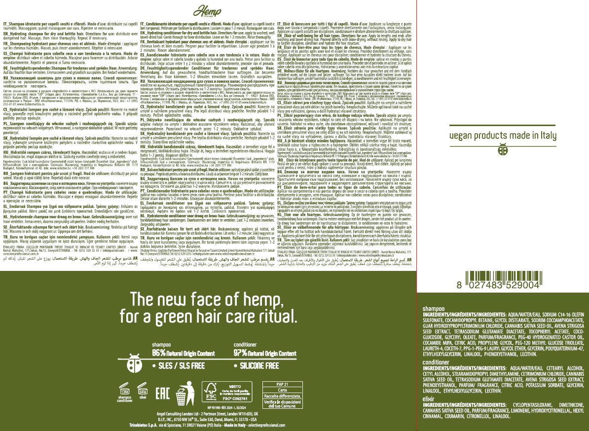 SELECTIVE PROFESSIONAL Набор для волос (шампунь 250 мл + кондиционер 200 мл + эликсир здоровья 50 мл) STANDARD HEMP, фото 2