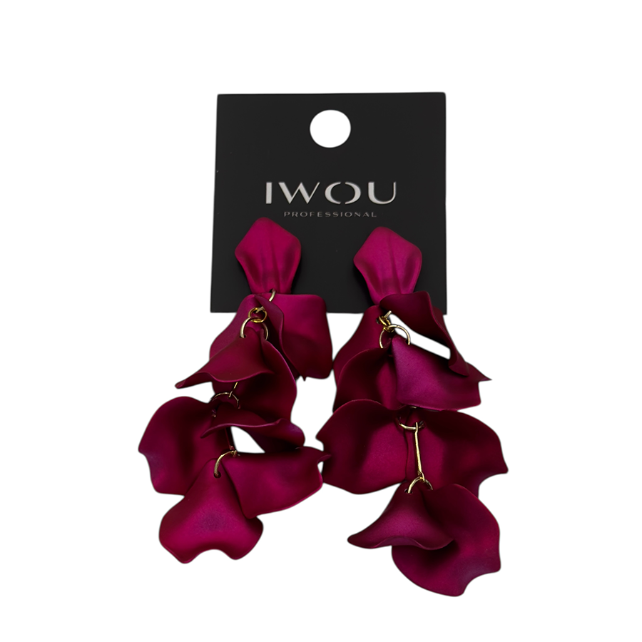 IWOU PROFESSIONAL Серьги Танцующие лепестки фуксия, фото 2