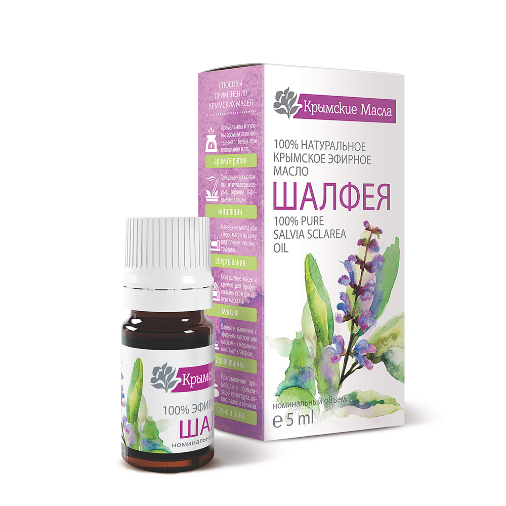 КРЫМСКИЕ МАСЛА Масло эфирное шалфея мускатного, капельный дозатор / Крымские масла 5 мл, фото 2