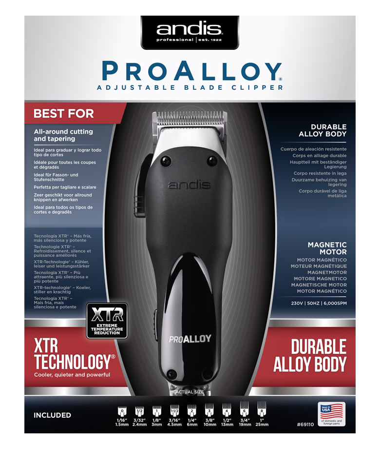 ANDIS Машинка для стрижки волос AAC-1 PRO ALLOY 0.5 - 2.4 мм, сетевая, 9 насадок, 8 W, фото 5