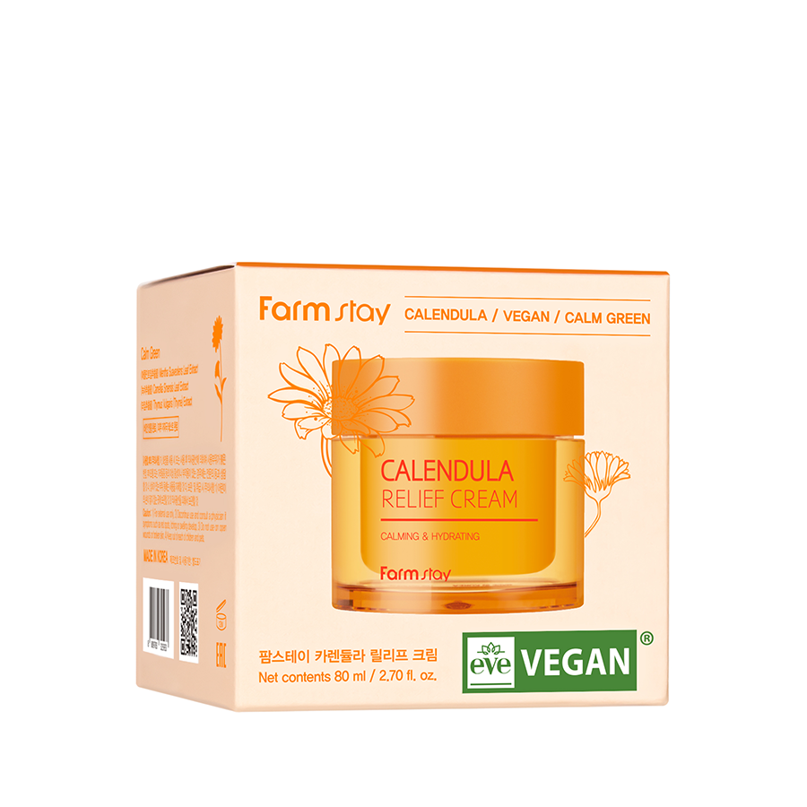 FARMSTAY Крем восстанавливающий защитный барьер для лица с календулой / Calendula Relief Cream 80 мл, фото 2