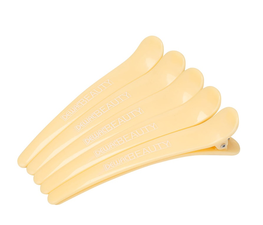 DEWAL BEAUTY Зажимы для волос, желтые 5 шт длинные бигуди flex желтые 254 мм 10 мм