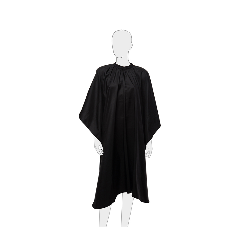 DEWAL PROFESSIONAL Пеньюар для стрижки Матовый, полиэстер, на крючках, черный 128х148 см, фото 2