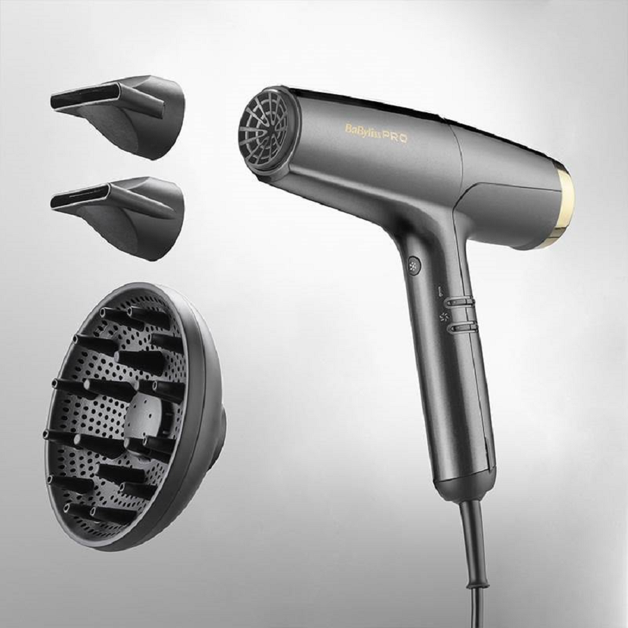 BABYLISS PRO Фен BaByliss PRO Falco Grey/Gold, 2000Вт, 2 насадки, фото 6