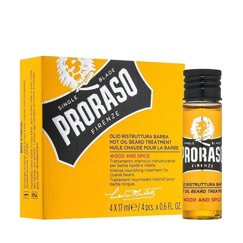 PRORASO Масло горячее для бороды / WOOD AND SPICE 4 х 17 мл, фото 2