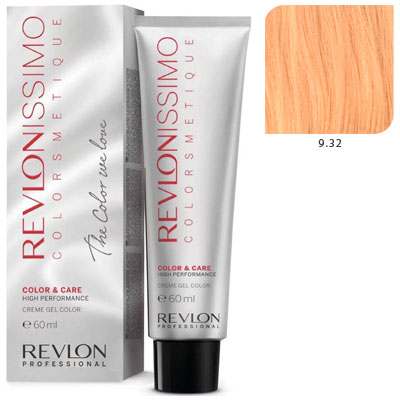 REVLON PROFESSIONAL 9.32 краска для волос, очень светлый блондин золотисто-переливающийся / RP Revlonissimo Colorsmetique 60 мл, фото 2