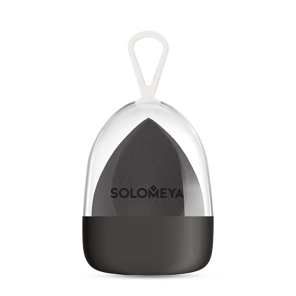 SOLOMEYA Спонж косметический для макияжа со срезом, черный / Flat End blending sponge Black спонж косметический relouis из латекса 1 г х 6 шт