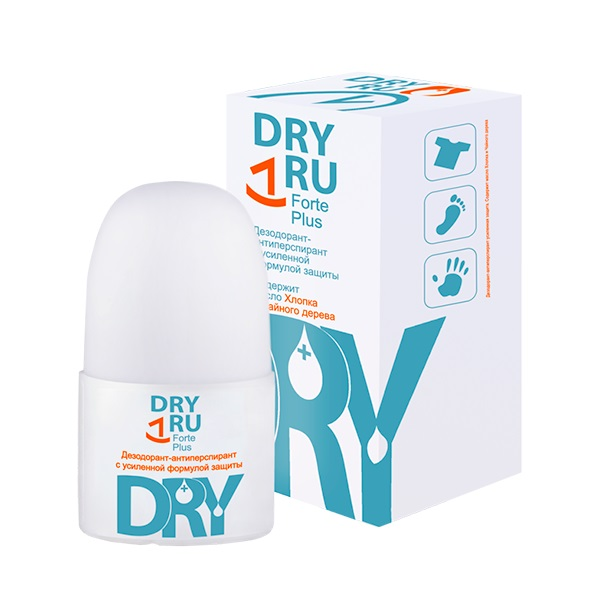 DRY RU Дезодорант-антиперспирант с усиленной формулой защиты / Forte Plus 50 мл cleanvon средство для защиты от накипи и смягчения воды в стиральных машинах 750