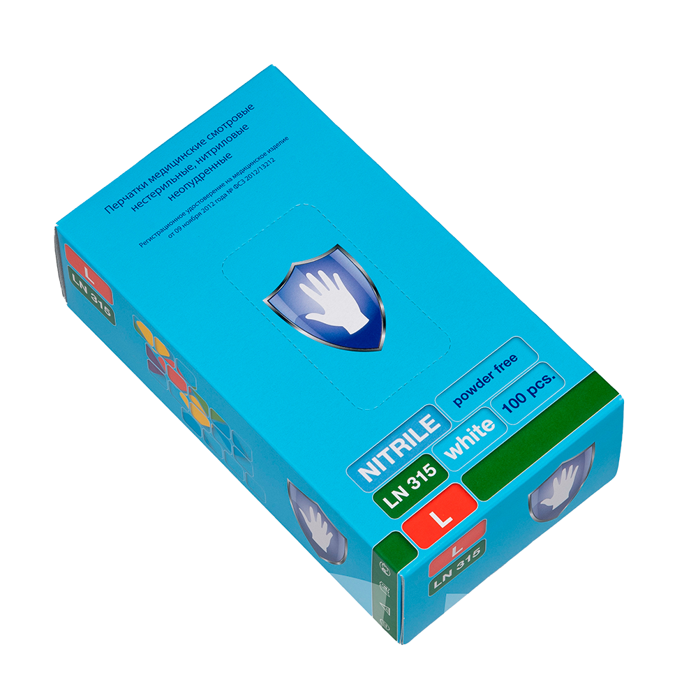 SAFE & CARE Перчатки нитрил белые L / Safe&Care LN 315 100 шт, фото 2