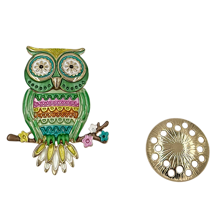 IWOU PROFESSIONAL Брошь-магнит Сова зеленая, фото 2