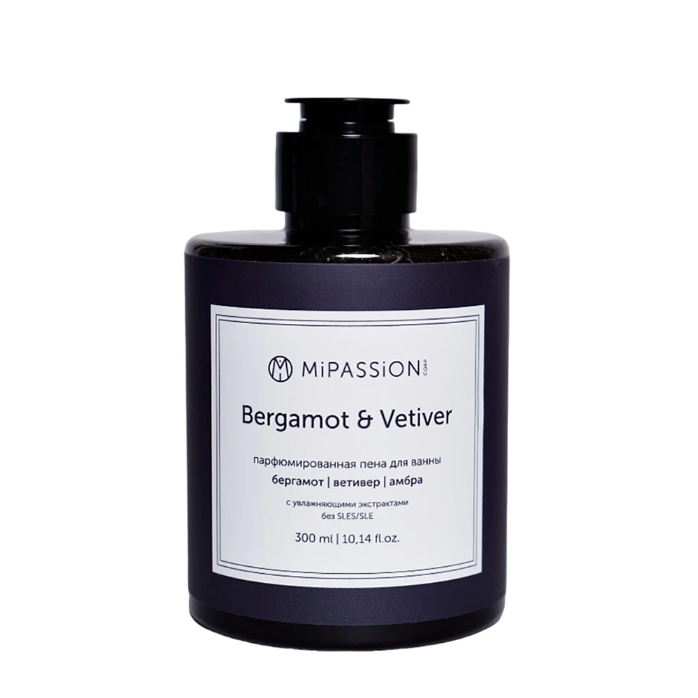 MIPASSIONcorp Пена жидкая парфюмированная для ванны, бергамот, ветивер, амбра / Bergamot&Vetiver 300 мл