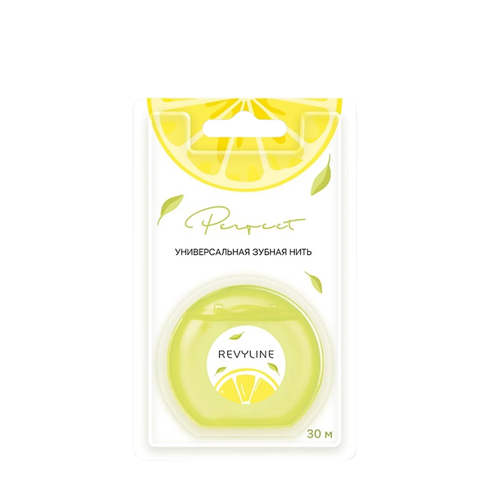 REVYLINE Нить зубная вощеная, полиэтилентерефталат с бамбуковым углем, лимон и мята / Perfect 30 м, фото 1