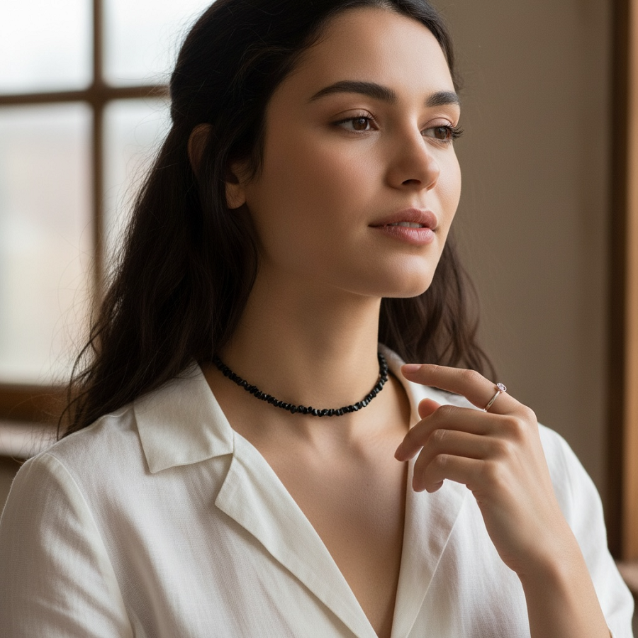 IWOU PROFESSIONAL Чокер Кристалики черный, фото 3