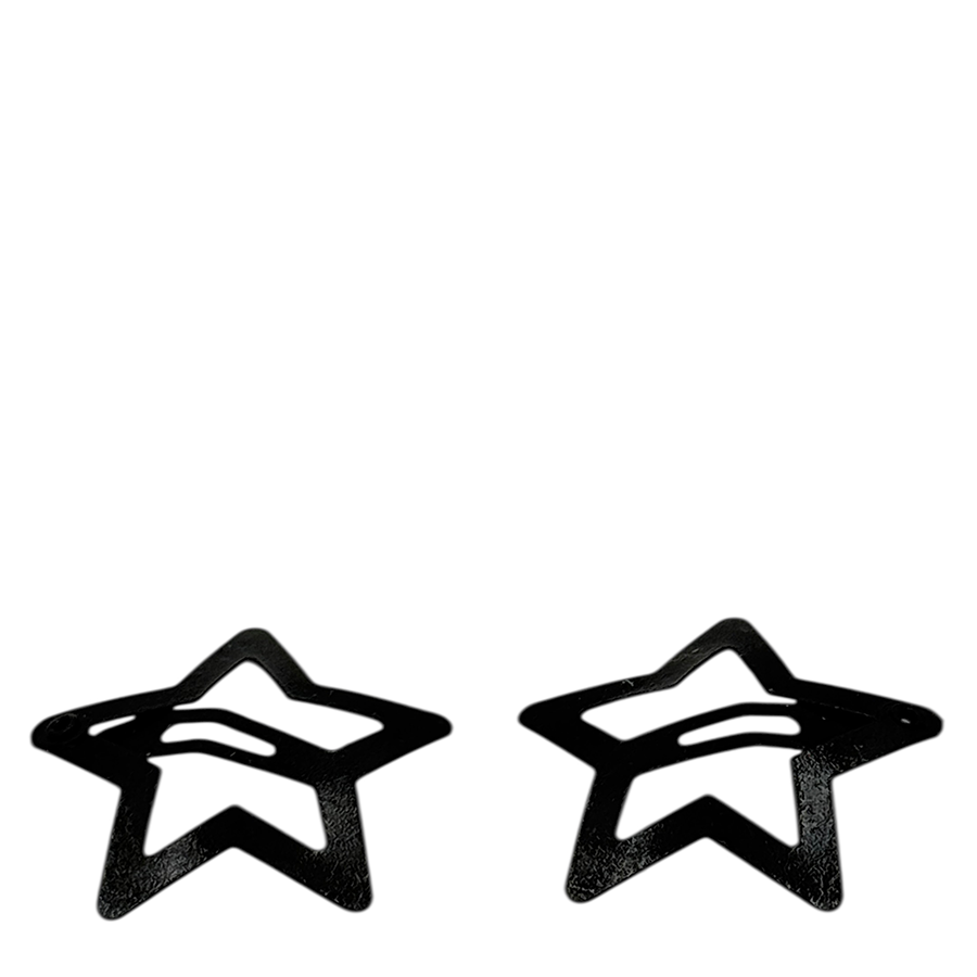 IWOU PROFESSIONAL Заколка клик-клак Звездочки черные 3*3см 2 шт, фото 2