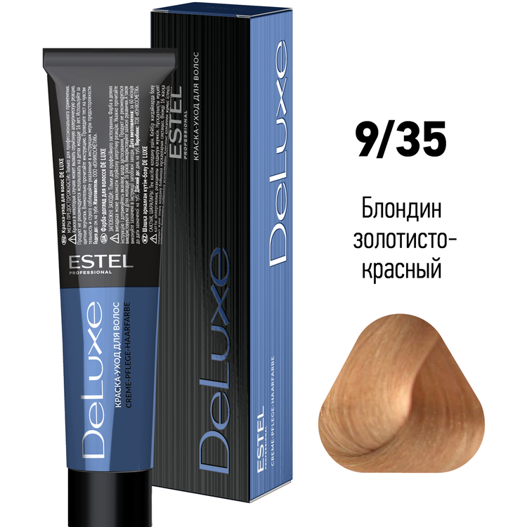 ESTEL PROFESSIONAL 9/35 краска для волос, блондин золотисто-красный / DE LUXE 60 мл, фото 2