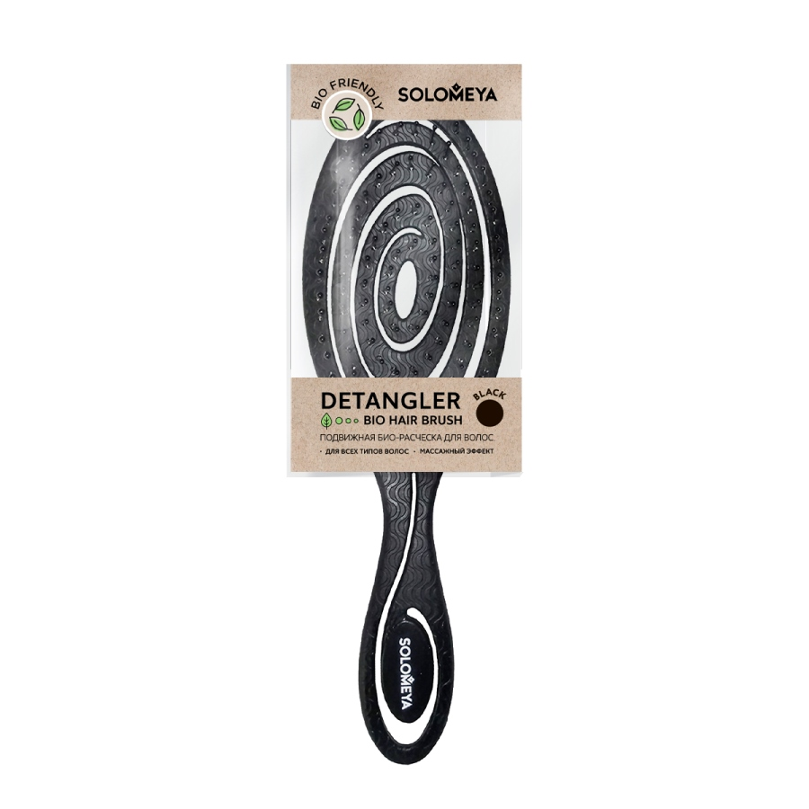 SOLOMEYA Био-расческа подвижная для волос, черная / Detangling Bio Hair Brush Black, фото 3