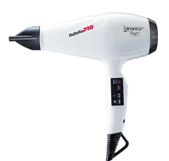 BABYLISS PRO Фен BaByliss Pro LUMINOSO+, белый, 2 насадки, 2100Вт