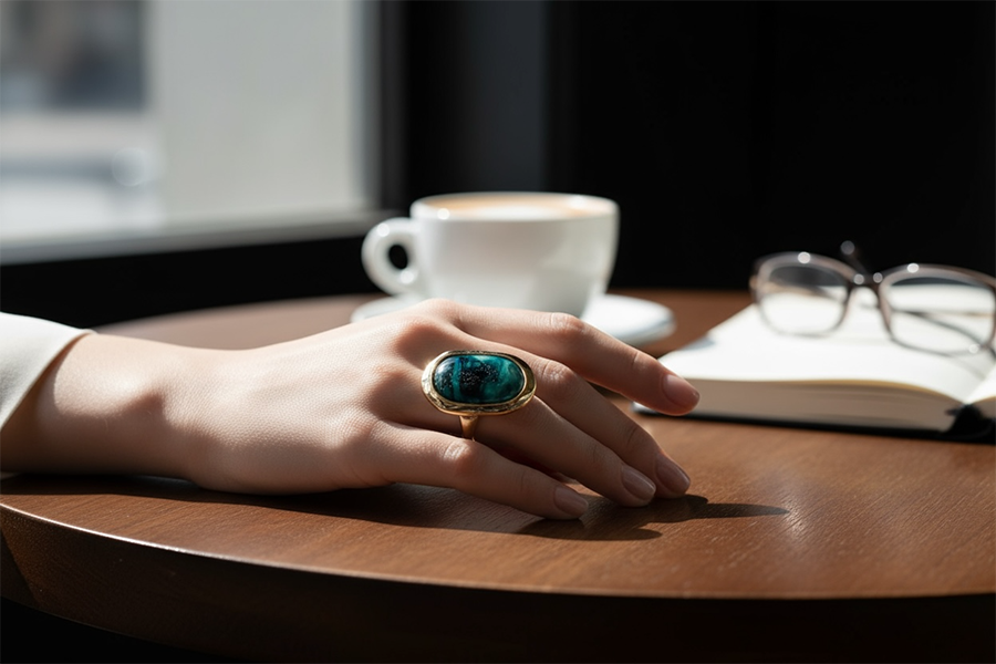 IWOU PROFESSIONAL Кольцо Бирюзовый космос, фото 3