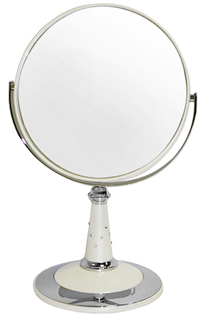 WEISEN Зеркало настольное круглое 2х стороннее 18 см с кристалами / B7