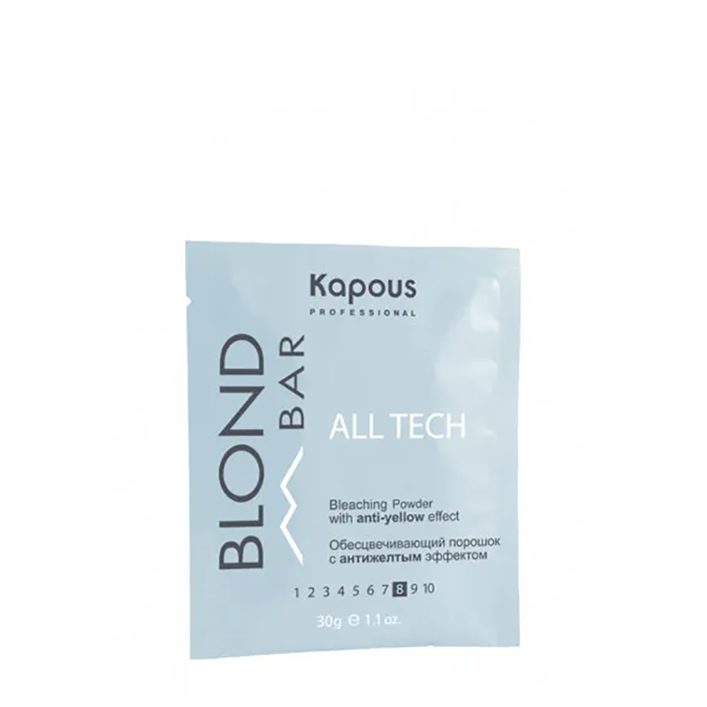 KAPOUS Порошок обесцвечивающий с антижелтым эффектом / Blond Bar All tech 30 г kapous пудра обесцвечивающая с антижелтым эффектом blond bar 30 г