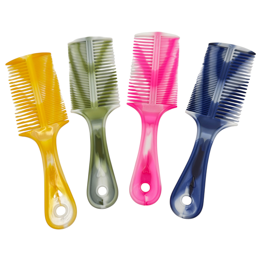 IWOU PROFESSIONAL Расческа двойная с ручкой бело-розовая 20см, фото 3