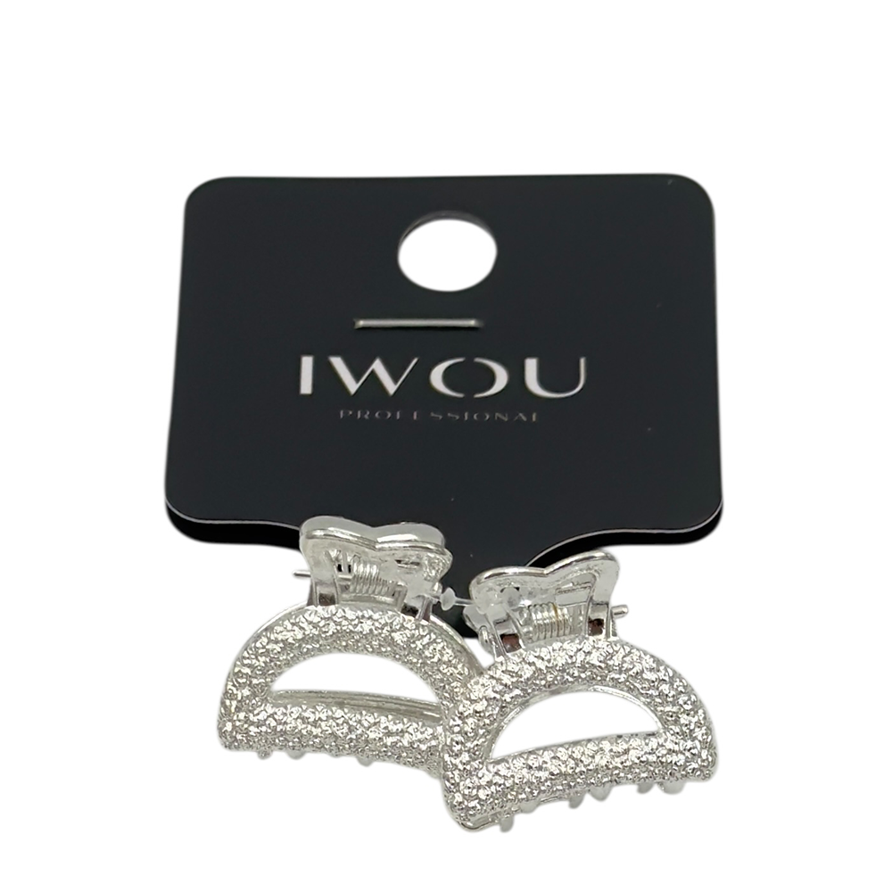 IWOU PROFESSIONAL Краб для волос малый Луна в серебре 2,5*2см 2шт, фото 1