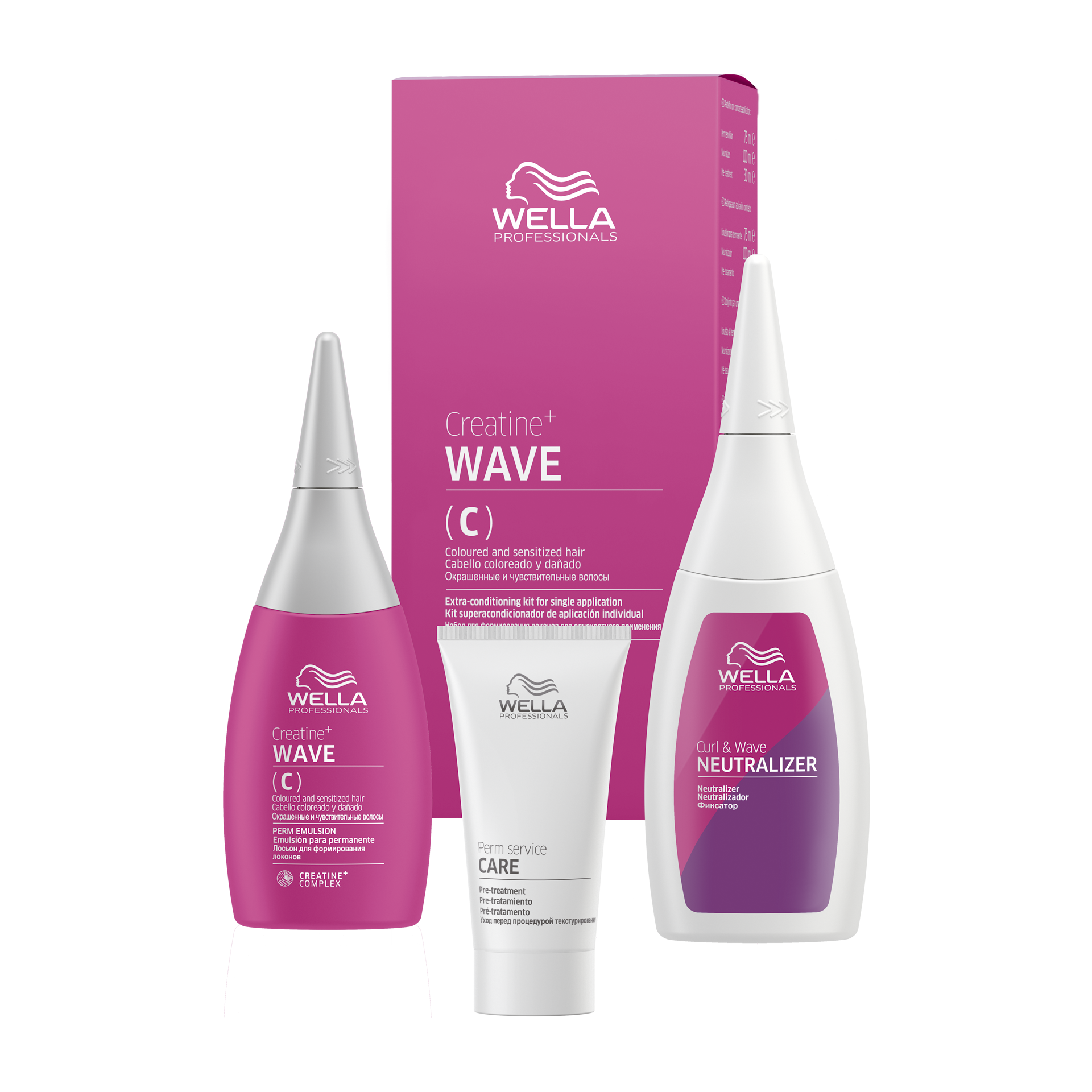 

WELLA Набор для окрашенных и чувствительных волос (лосьон 75 мл, фиксатор 100 мл, уход 30 мл) CREATINE+ WAVE