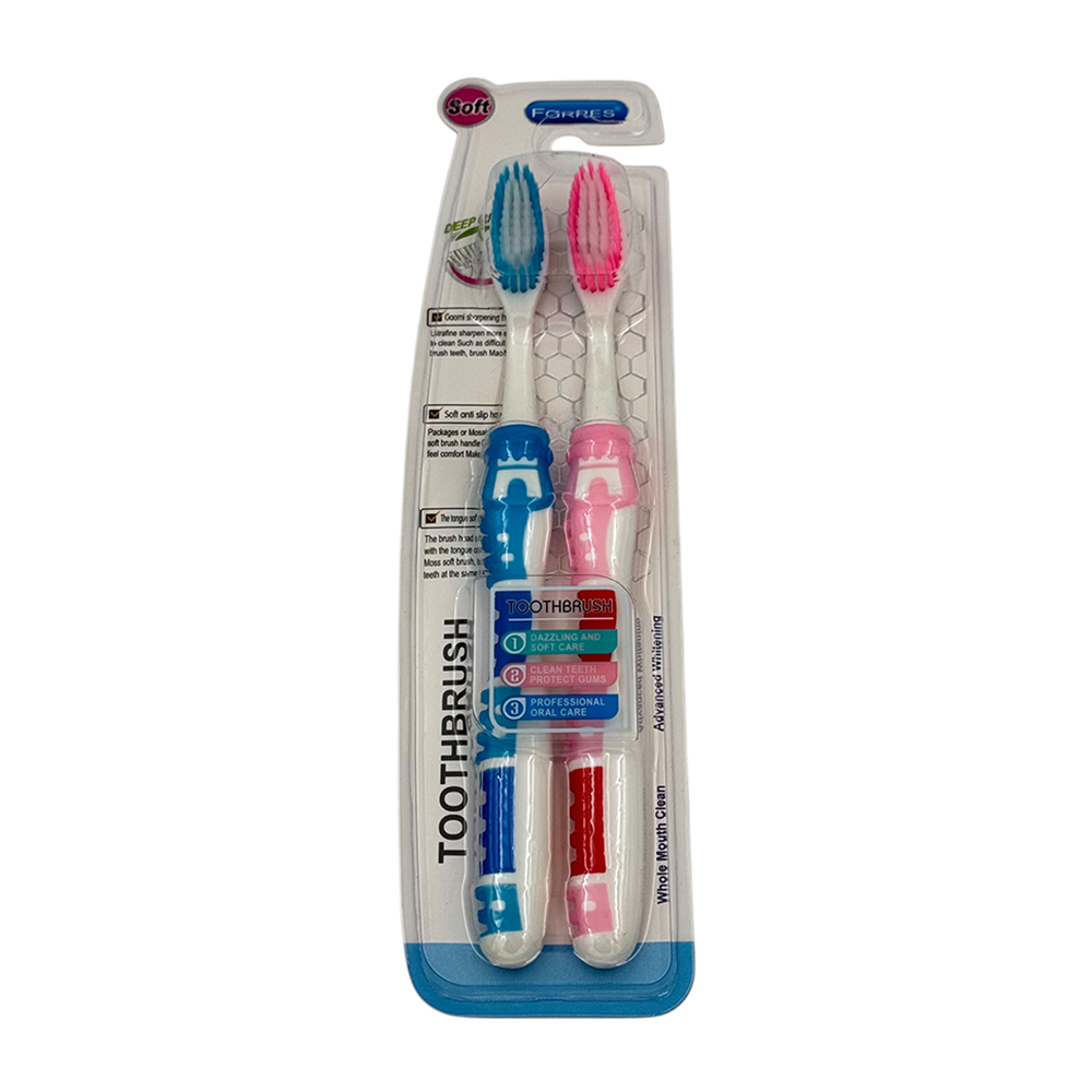 IWOU PROFESSIONAL Набор зубных щеток голубая+розовая Soft 2шт/FARRES, фото 1