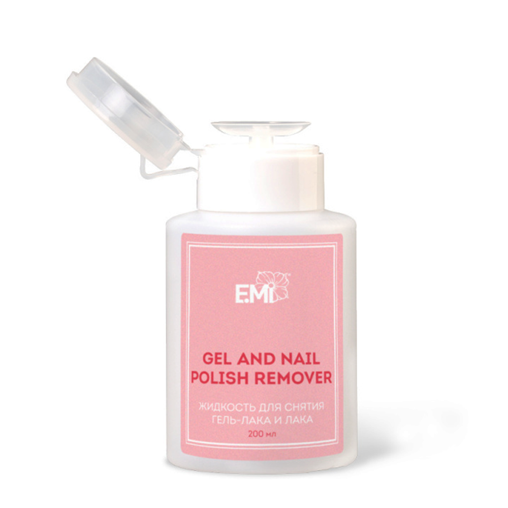 E.MI Жидкость для снятия гель-лака и лака, с помпой / Gel and Nail Polish Remover 200 мл