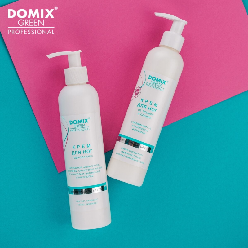 DOMIX Крем от трещин и ссадин для ног, с витамином F, E, D-пантенолом и коллоидным серебром / DGP 250 мл