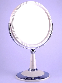 WEISEN Зеркало настольное круглое 2х стороннее 18 см с кристалами / B7