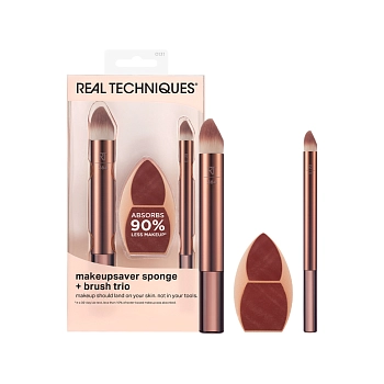 REAL TECHNIQUES Набор кистей и спонж для макияжа / Real Techniques Makeupsaver Sponge + Brush Trio, фото 3