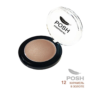POSH Тени влагостойкие высокопигментированные монохромные мелкодисперсные, № 12 Карамель в золоте 3,5 гр, фото 2