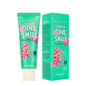 CONSLY Паста зубная детская гелевая c ксилитом и вкусом жвачки / Consly Dino's Smile 60 гр, фото 2